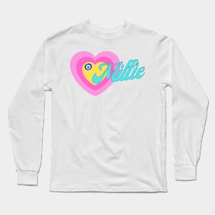 Millie in Colorful Heart Illustration Long Sleeve T-Shirt